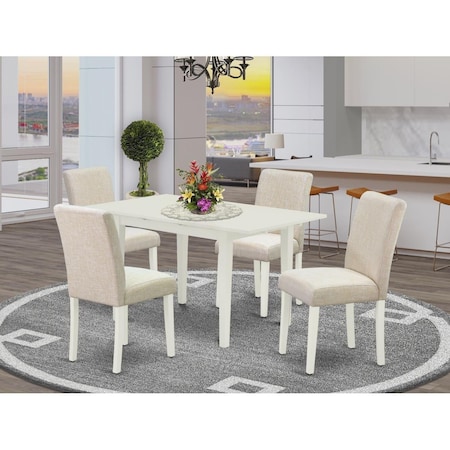 East West Furniture 5 Piece Norfolk Kitchen Dining Table Set - Linen White NOAB5-LWH-02
